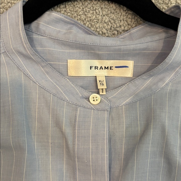FRAME Ruched Puff Sleeve Shirt in Chambray - Picture 7 of 11